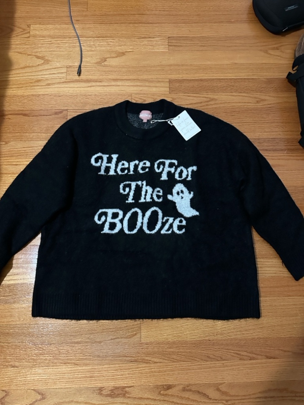 NWT SHOW ME YOUR MUMU Black 'Here For The BOOze' Halloween Sweater